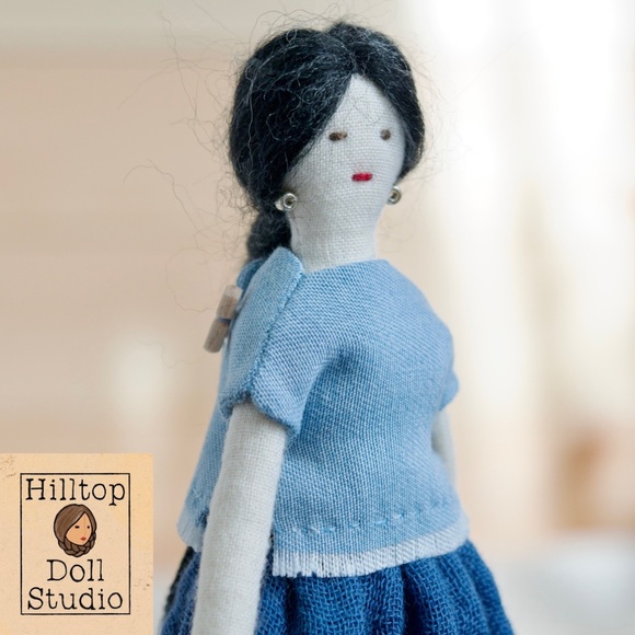 Mini Fabric Doll "Willow" Handcrafted Textile Cloth Heirloom Primitive Doll - Picture 6 of 10